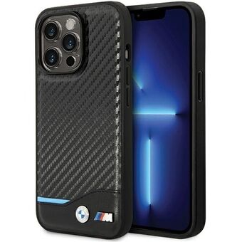 Case BMW BMHCP13L22NBCK iPhone 13 Pro / 13 6.1" zwart/zwart hardcase Leder Carbon