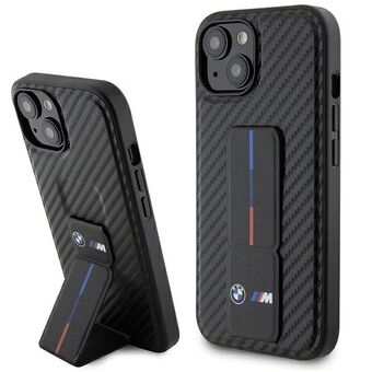 BMW BMHCP15SGSPCCK iPhone 15 6.1" czarny / zwart hardcase Grip Stand Glad en Carbon