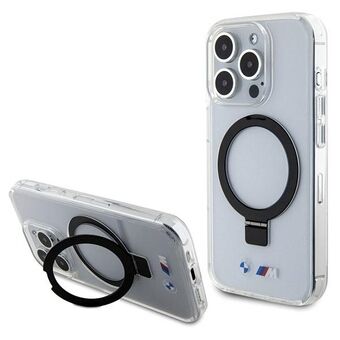 BMW BMHMP15XURST iPhone 15 Pro Max 6.7" doorzichtige harde hoes met Ring Stand uit M Collection MagSafe.