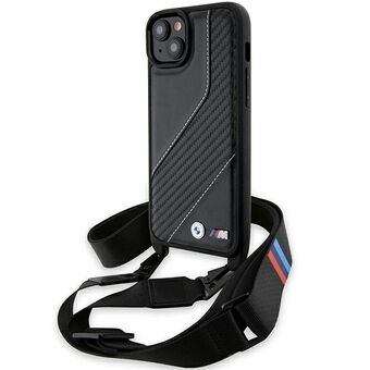 BMW BMHCP15S23PSCCK iPhone 15 / 14 / 13 zwart hardcase M Editie Carbon Streep & Strap