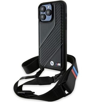 BMW BMHCP15L23PSCCK iPhone 15 Pro 6.1" zwarte hardcase M Edition Carbon Stripe & Strap