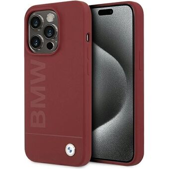 BMW BMHMP15LSLBLRE iPhone 15 Pro 6.1" rode hardcase Siliconen Big Logo MagSafe.