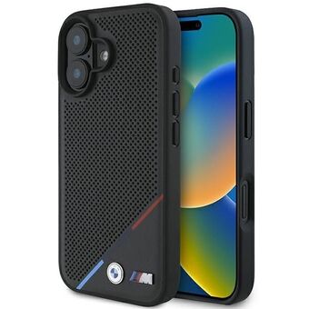 BMW BMHMP16S23PUPDK iPhone 16 6.1" zwart/black hardcase M Perforated Tricolor Line MagSafe