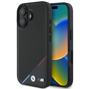 BMW BMHMP16M23PUPDK iPhone 16 Plus 6.7" zwart/black hardcase M Perforated Tricolor Line MagSafe