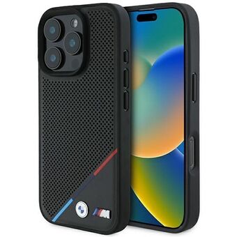 BMW BMHMP16L23PUPDK iPhone 16 Pro 6,3" zwart/black hardcase M Perforated Tricolor Line MagSafe