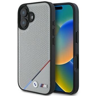 BMW BMHMP16S23PUPDG iPhone 16 6.1" grijs/grey hardcase M Perforated Tricolor Line MagSafe