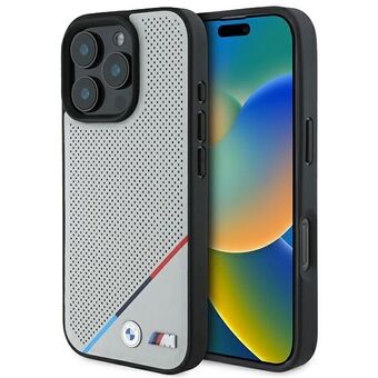 BMW BMHMP16L23PUPDG iPhone 16 Pro 6.3" grijs/grijs hardcase M Perforated Tricolor Line MagSafe