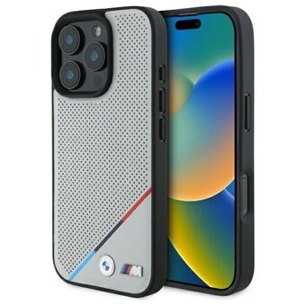 BMW BMHMP16X23PUPDG iPhone 16 Pro Max 6,9" grijs hardcase M Geperforeerde Tricolor Lijn MagSafe