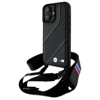 BMW BMHCP16S23PSCCK iPhone 16 6.1" zwart/black hardcase M Edition Carbon Stripe & Strap