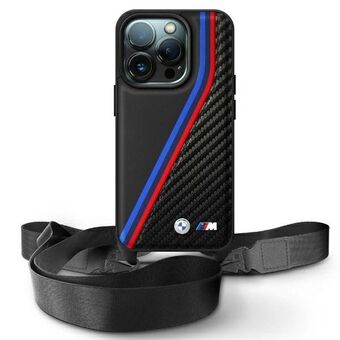 BMW BMHCP16L23PSVTK iPhone 16 Pro 6.3" zwart/black hardcase M Edition Carbon Tricolor Lines & Strap