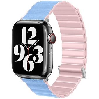 Beline pasek voor Apple Watch Magnetic Pro 42/44/45/49mm roze/blauw, in een roze/blauwe doos.