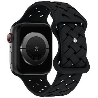 Beline polsbandje voor Apple Watch, geweven siliconen, 42/44/45/49mm, zwart / zwarte doos.