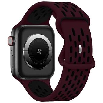 Beline polsbandje voor Apple Watch New Sport Silicone 38/40/41mm in wijnrood/zwart - inclusief zwarte doos.