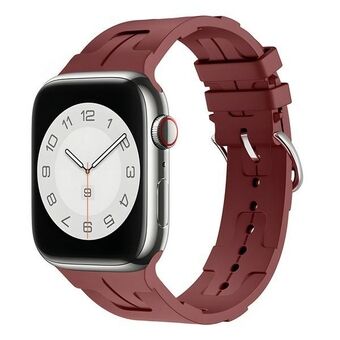 Beline horlogebandje Apple Watch Silicone Ultra 38/40/41mm bordeaux /kastanjebruin