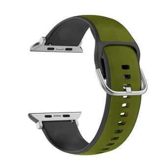 Beline gestreepte Apple Watch Silico Leren bandje 38/40/41mm groen-zwart /groen-zwart doos