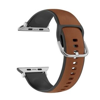 Beline pasek voor Apple Watch, silico leder, 38/40/41mm, bruin-zwart / bruin-zwarte doos.