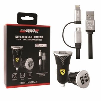 Ferrari-oplader FEBCCCBUNBK 2-in-1 MFI lightning/micro USB zwart/zwart