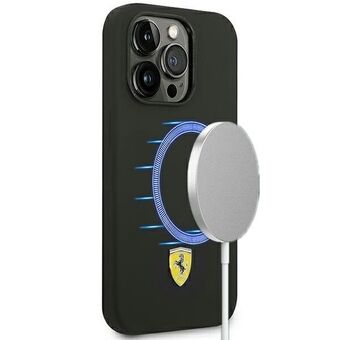 Ferrari FESSIHMP14XBK iPhone 14 Pro Max 6,7" zwart/black hardcase Siliconen Metalen Logo MagSafe