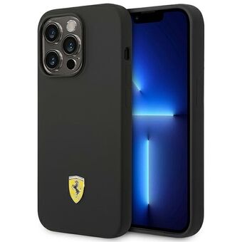 Ferrari FEHCP14LSIBBK iPhone 14 Pro 6,1" zwart/black hardcase Siliconen Metalen Logo