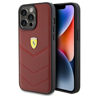 Ferrari FEHCP15XRDUR iPhone 15 Pro Max 6.7" rode hardcase met lederen gestikte lijnen.