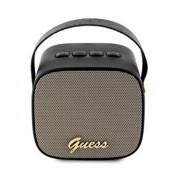 Raad eens een Bluetooth-luidspreker GUWSB2P4SMK Speaker Mini zwart 4G leer met scriptlogo en riem.