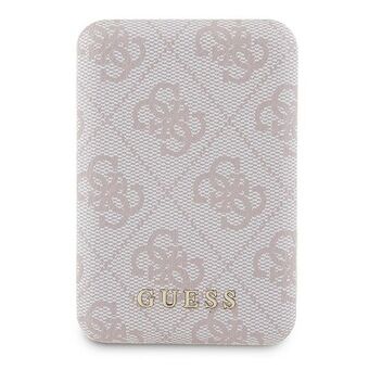 Guess Powerbank inductie 15W GUPB5FP4EMGP 5000mAh roze/pink 4G Leder Metaal Logo MagSafe