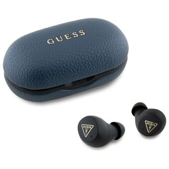 Guess Bluetooth-hoofdtelefoon GUTWSPGTSPSB TWS + oplaaddock blauw Grained Classic-logo