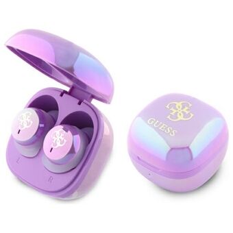 Guess Bluetooth-hoofdtelefoon GUTWSJ144ESU TWS + oplaadstation paars/purple Iridescent 4G Printed Logo