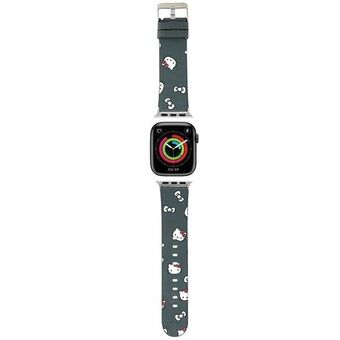 Hallo Kitty Pasek HKAWMPSAPSK Apple Watch 38/40/41mm zwarte/zwarte band Hoofden & Strikjes Patroon