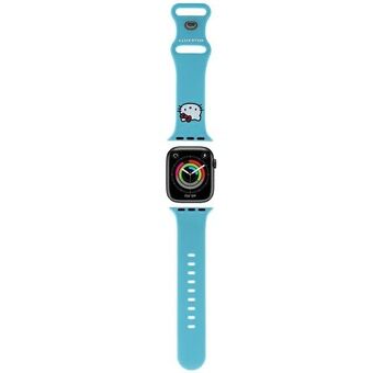 Hallo Kitty Pasek HKAWMSCHBLB voor Apple Watch 38/40/41mm in blauw, gemaakt van siliconen met een Kitty hoofd design.