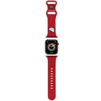 Hallo Kitty Pasek HKAWMSCHBLR voor Apple Watch 38/40/41mm, rode siliconen band met Kitty hoofd.