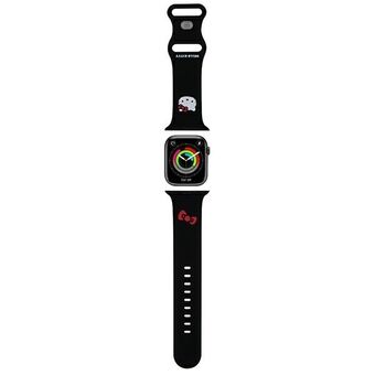 Hallo Kitty Pasek HKAWLSCHBLK voor Apple Watch 42/44/45/49mm in het zwart. Gemaakt van siliconen met een Kitty hoofd.