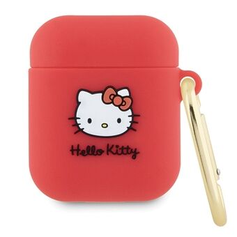 Hallo, Kitty HKA23DKHSF Airpods 1/2 hoesje in de kleur fuksja/fuchsia van siliconen met een 3D Kitty hoofd.