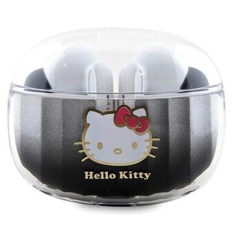 Hallo, de Hello Kitty Bluetooth-hoofdtelefoon HKTWSHDGKEK TWS + dockingstation in zwart met een Gradient Electroplating Logo.