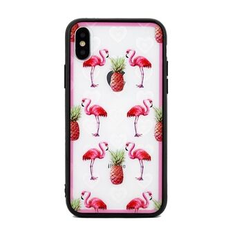 Hartjes hoesje iPhone X/Xs design 1 transparant (flamingo\'s)