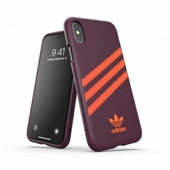 Adidas OR gegoten PU iPhone X / XS bordeaux-oranje / kastanjebruin-oranje 40561