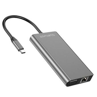 4smarts HUB 8w1 DeX Mode 2xUSB-A 3.0/USB-C/HDMI/SD/VGA/Ethernet/Jack 3,5mm grijs 458723