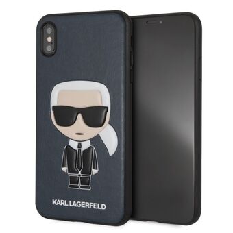 Karl Lagerfeld KLHCI65IKPUBL iPhone Xs Max harde hoes blauw Iconic Karl Embossed