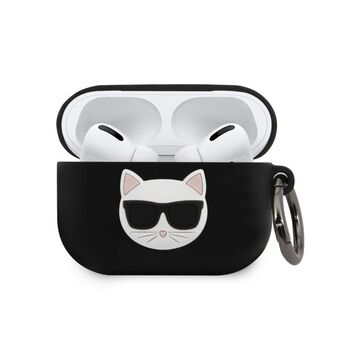 Karl Lagerfeld KLACAPSILCHBK AirPods Pro hoesje zwart siliconen Choupette