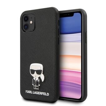 Karl Lagerfeld KLHCP12SIKMSBK iPhone 12 mini 5,4" zwart/black hardcase Saffiano Ikonik Metaal