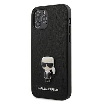 Karl Lagerfeld KLHCP12LIKMSBK iPhone 12 Pro Max 6,7" zwart/black hardcase Saffiano Ikonik Metaal