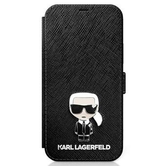 Karl Lagerfeld KLFLBKP12LIKMSBK iPhone 12 Pro Max 6,7" zwart/black book Saffiano Ikonik Metal