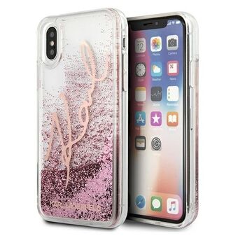 Karl Lagerfeld iPhone X / iPhone XS roze gouden glitterhandtekening