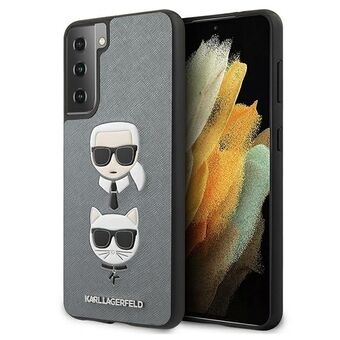 Karl Lagerfeld KLHCS21MSAKICKCSL S21+ G996 zilveren hardcase Saffiano Ikonik Karl&Choupette Head