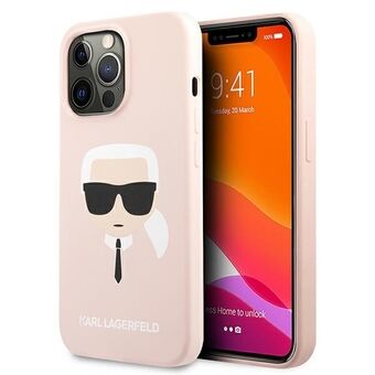 Karl Lagerfeld KLHCP13LSLKHLP iPhone 13 Pro / 13 6,1" lichtroze hardcase siliconen hoesje met Karl\'s hoofd.