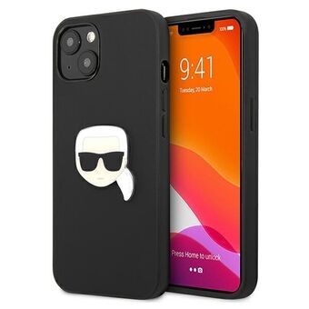 Karl Lagerfeld KLHCP13SPKMK iPhone 13 mini 5,4" zwart hardcase lederen Ikonik Karl\'s Head Metal.