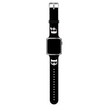 Karl Lagerfeld Pasek KLAWMSLCKK Apple Watch 38/40/41mm zwart/black bandje Silicone Karl & Choupette Heads