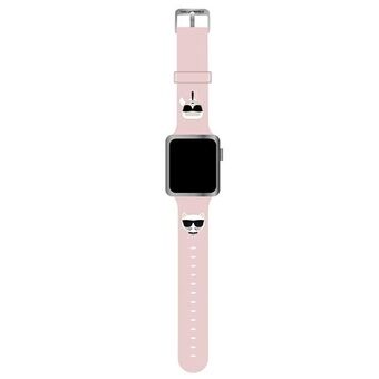 Karl Lagerfeld Pasek KLAWMSLCKP Apple Watch 38/40/41mm roze/roze bandje Silicone Karl & Choupette Heads