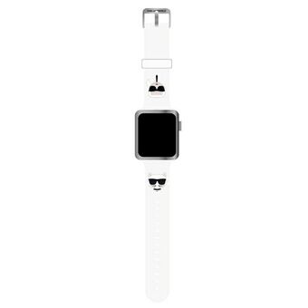 Karl Lagerfeld Pasek KLAWMSLCKW Apple Watch 38/40/41mm wit/witte band Siliconen Karl & Choupette Hoofden