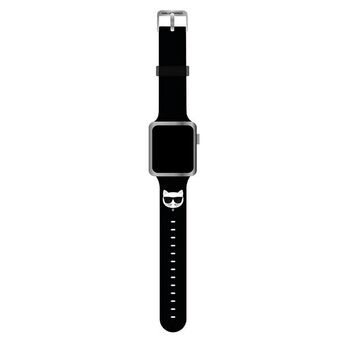 Karl Lagerfeld Pasek KLAWMSLCK Apple Watch 38/40/41mm zwart/zwarte band Siliconen Choupette Hoofdjes